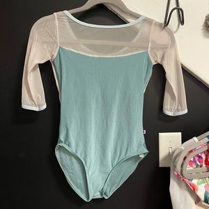 Yumiko “Meagan Mesh” blue leotard